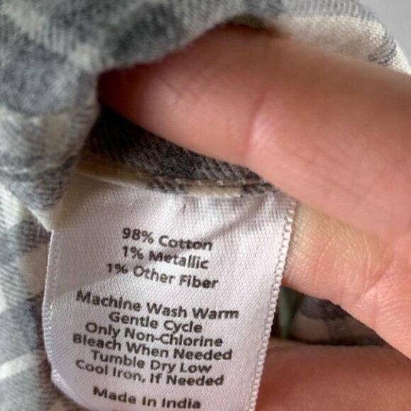 Talbots top size 8 gray white plaid flannel fall - Picture 6 of 9